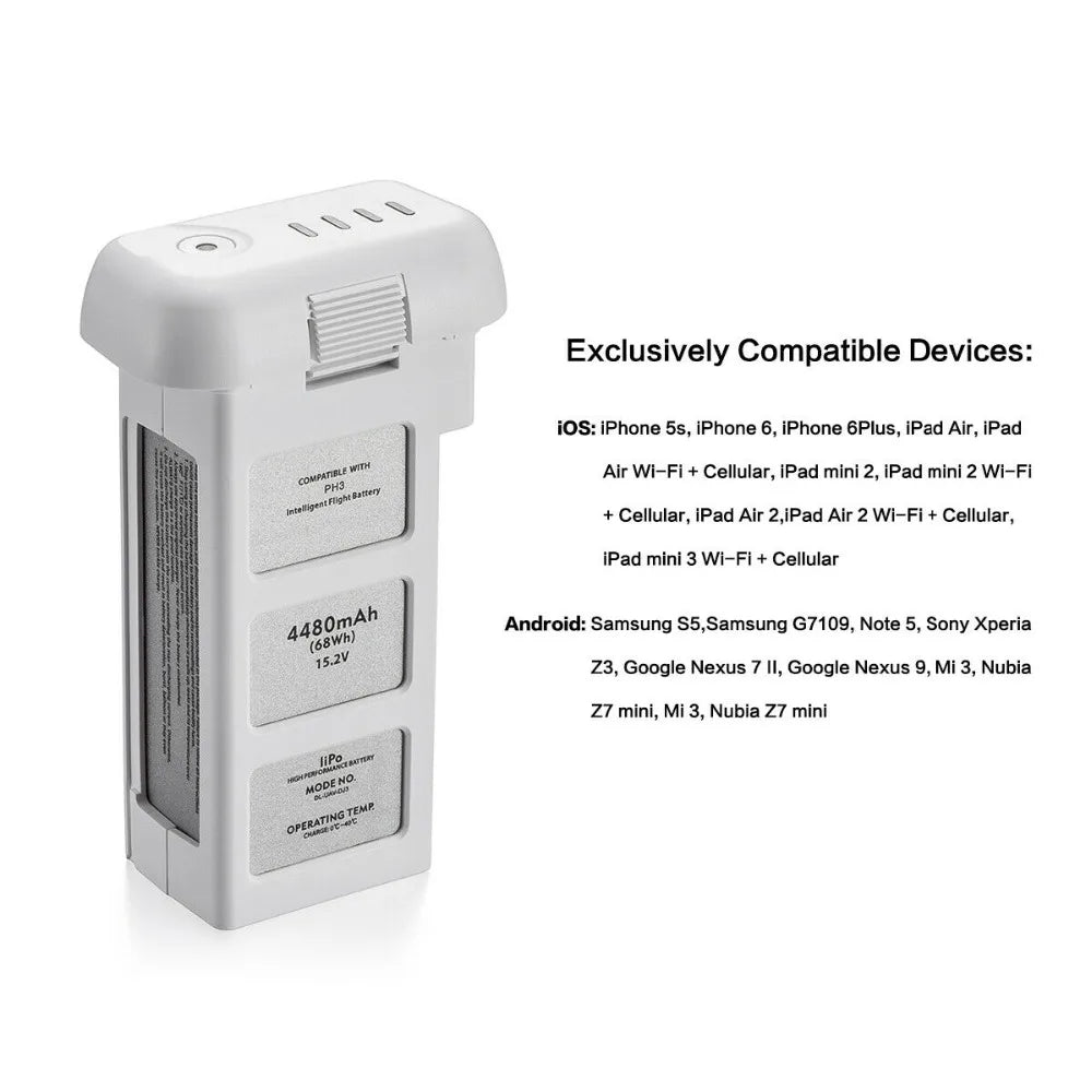 DJI Phantom 3 SE Battery, Android: Samsung S5,Samsung G7109, Note 5, Sony Xperi