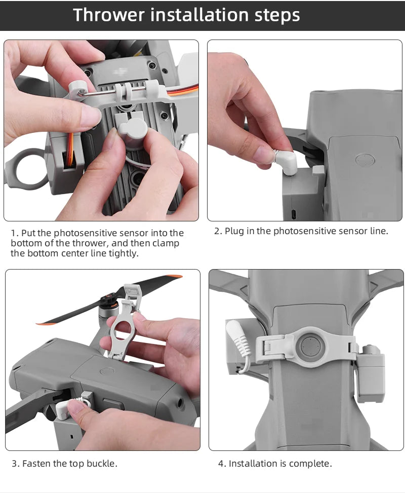 Airdrop System for Drone DJI Mavic Air 2/AIR 2S Fishing Bait Ring Gift Deliver Life Rescue Remote Throw Thrower Air Drop 32 the photosensitive sensor line: bottom of the thrower, and then clamp the bottom center line