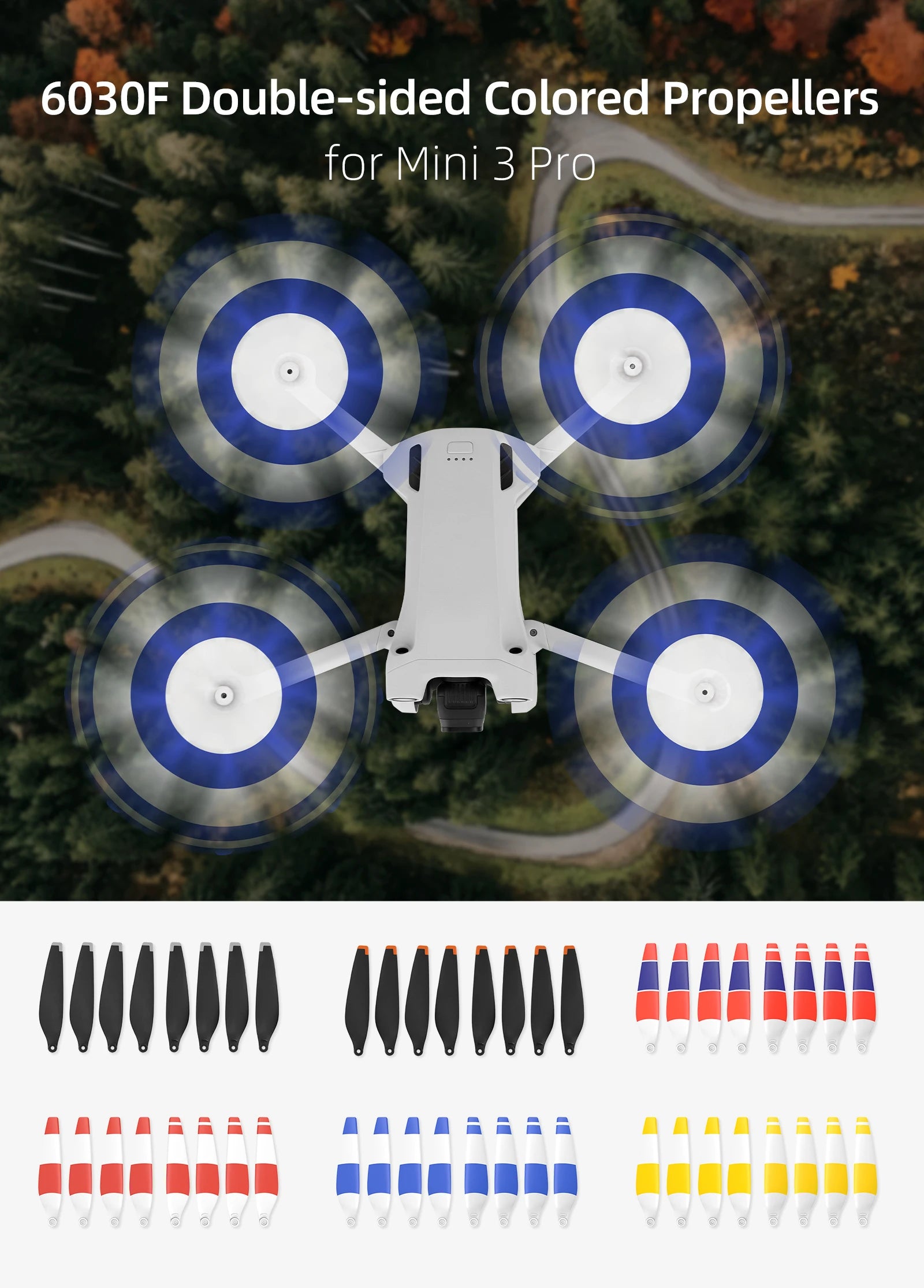 DJI Mini 3 Propellers Compatible with DJI Mini 3 pro Drone Replacement Low-Noise and Quick-Release Blades Props Accessories 8 DJI Mini 3 Propeller, 6030F Double-sided Colored Propellers for Mini 3 Pro 0