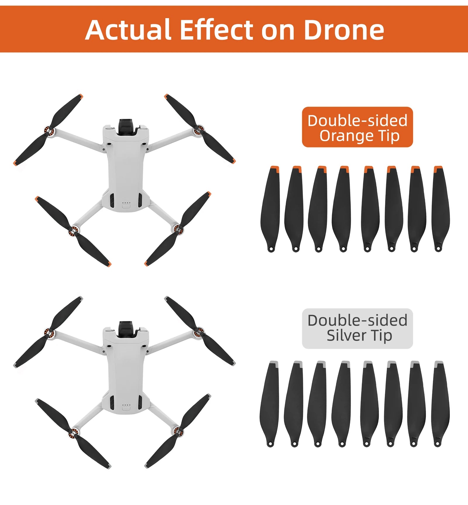 DJI Mini 3 Propellers Compatible with DJI Mini 3 pro Drone Replacement Low-Noise and Quick-Release Blades Props Accessories 12 DJI Mini 3 Propeller, Actual Effect on Drone Double-sided Orange Tip (NIM)