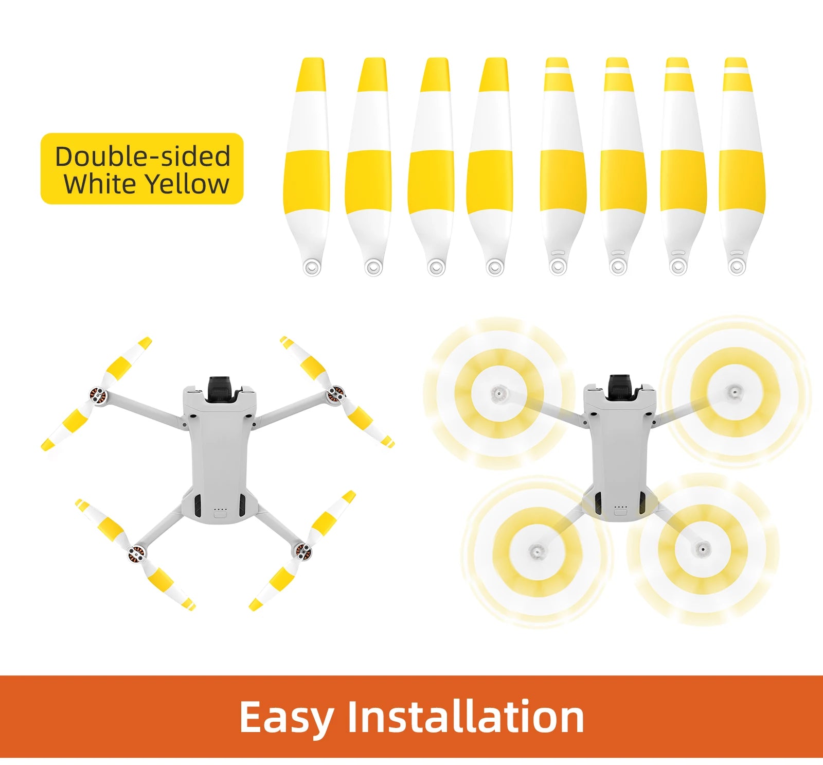DJI Mini 3 Propellers Compatible with DJI Mini 3 pro Drone Replacement Low-Noise and Quick-Release Blades Props Accessories 16 DJI Mini 3 Propeller, Double-sided White Yellow Easy