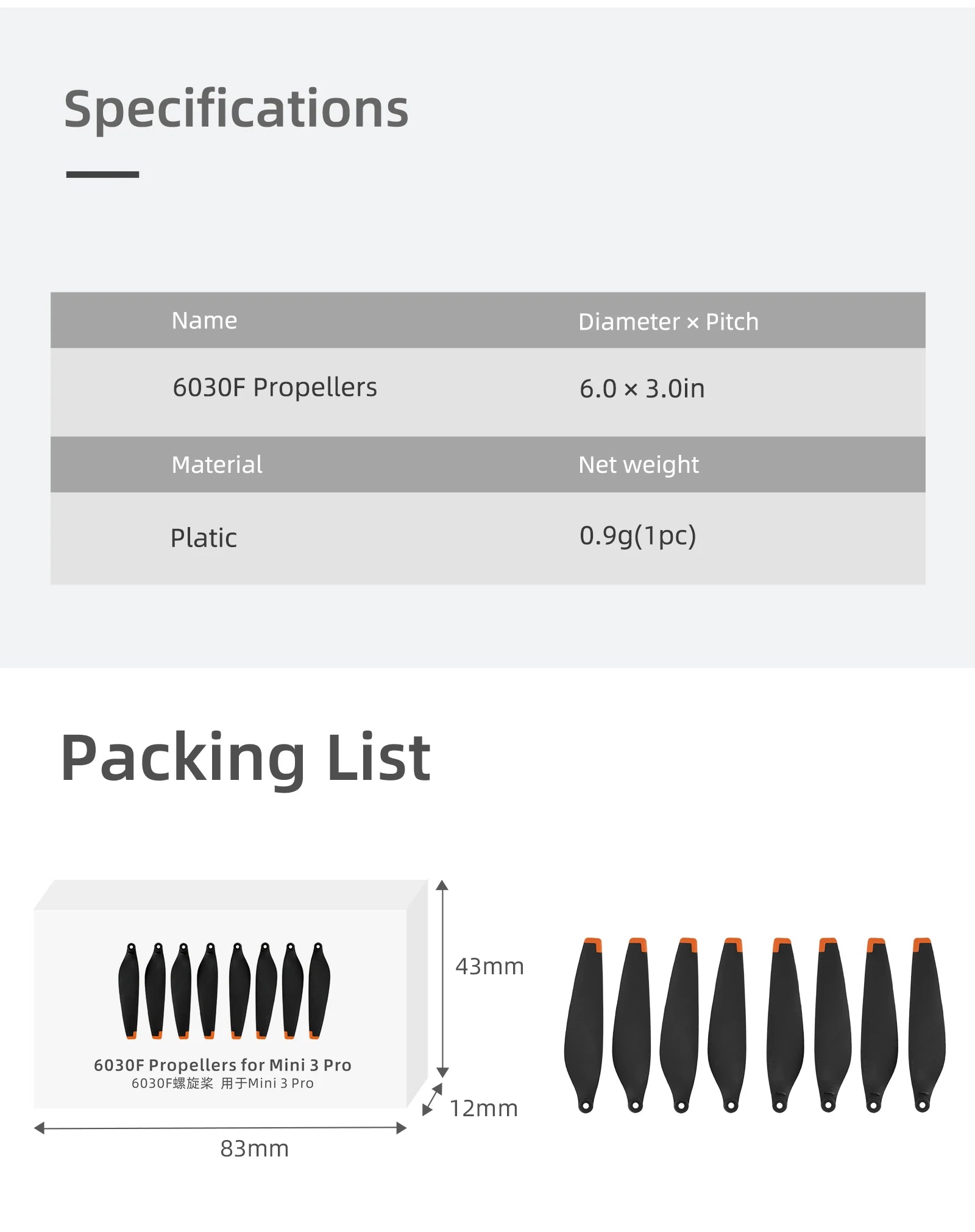 DJI Mini 3 Propellers Compatible with DJI Mini 3 pro Drone Replacement Low-Noise and Quick-Release Blades Props Accessories 18 DJI Mini 3 Propeller, Low-Noise and Quick-Re