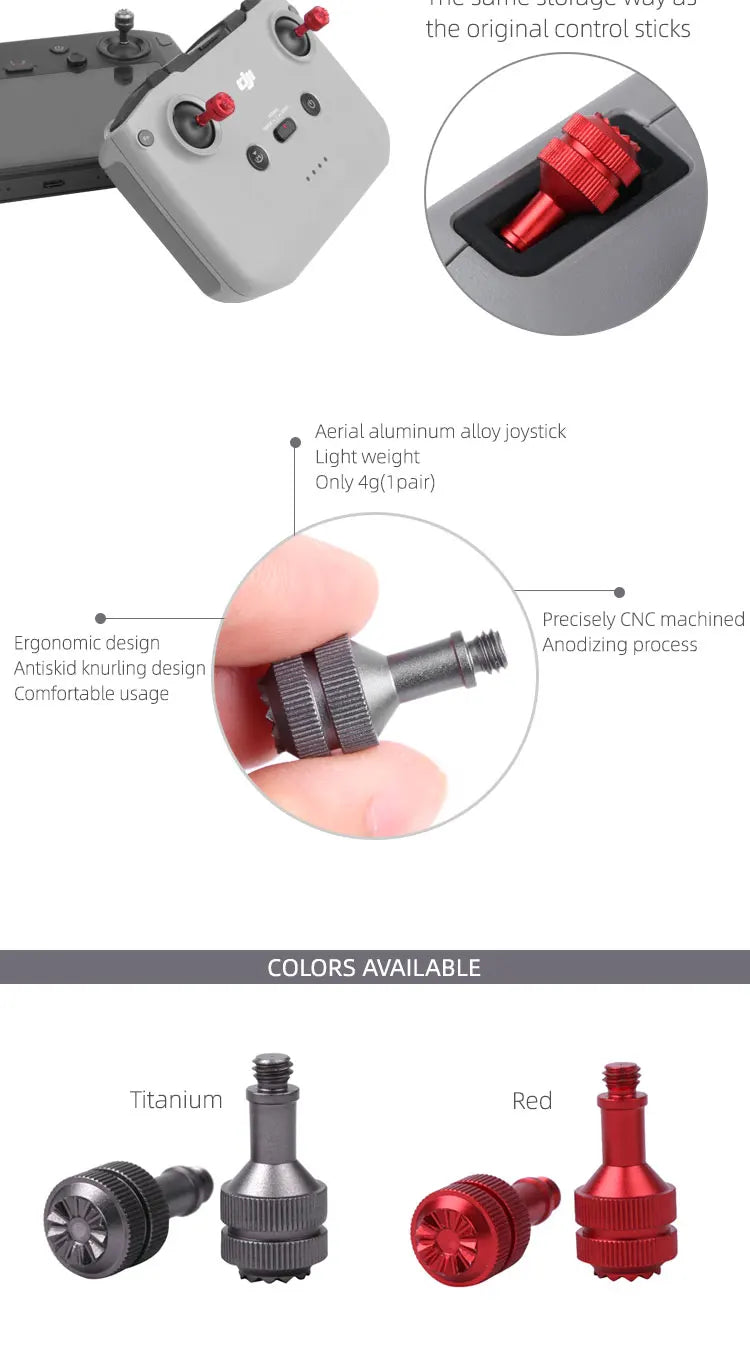 the original control sticks Aerial aluminum alloy joystick Light weight Only 4g(1p