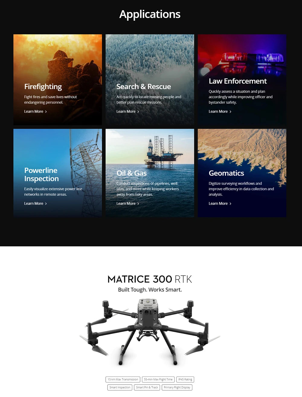 Applications Law Enforcement Firefighting Search & Rescue Quickly assess situation and plan rescue missions 