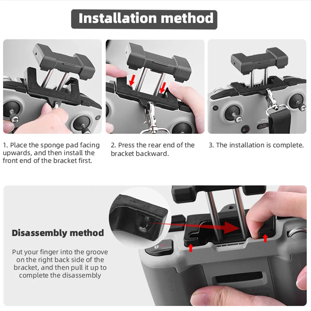 Remote Control Holder Strap for DJI AIR 2S Mini 2 Mavic Air 2 Drones Neck Lanyard Safety Belt Sling Camera Drones Accessories 25 disassembly method Put your finger into the groove on the right back side of