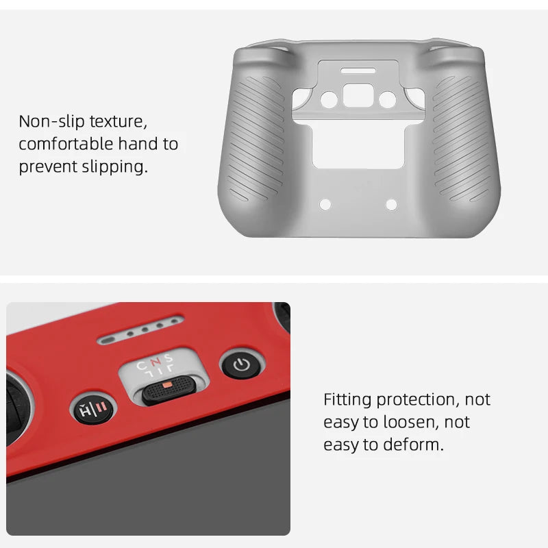 For DJI Mini 3 Pro / MINI 3 RC Remote Control Silicone Cover Shock-resistant Scratch-resistant Protective Sleeve Drone Accessory 12 non-slip texture, comfortable hand to prevent slipping: 4e Al Fitting protection