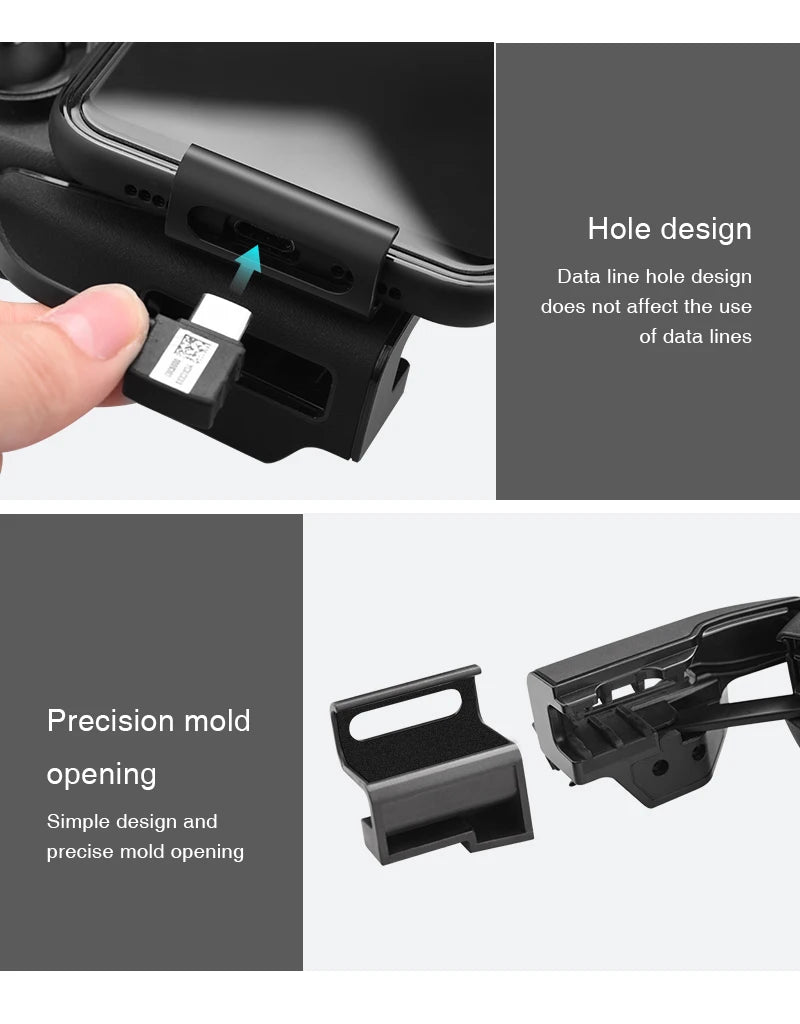 Phone Mount For DJI Mavic Mini Pro Air Spark Mavic 2 Zoom Drone Remote Control Clamp Clip Bracket Stable Phone Holder Accessory 10 Hole design Data line hole design does not affect the use of data lines Precision mold opening Simple
