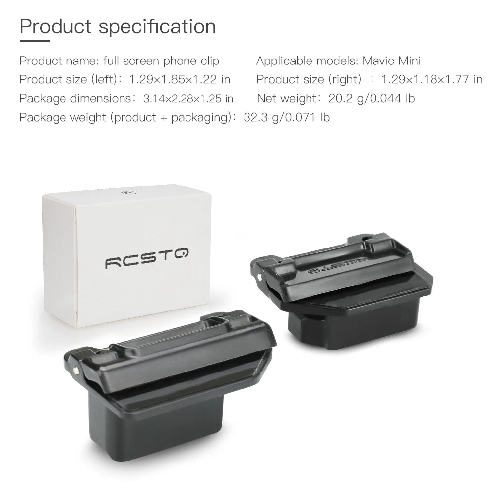 Phone Mount For DJI Mavic Mini Pro Air Spark Mavic 2 Zoom Drone Remote Control Clamp Clip Bracket Stable Phone Holder Accessory 32 product size (left): 1.29x1.85x1.22 in Product size (right