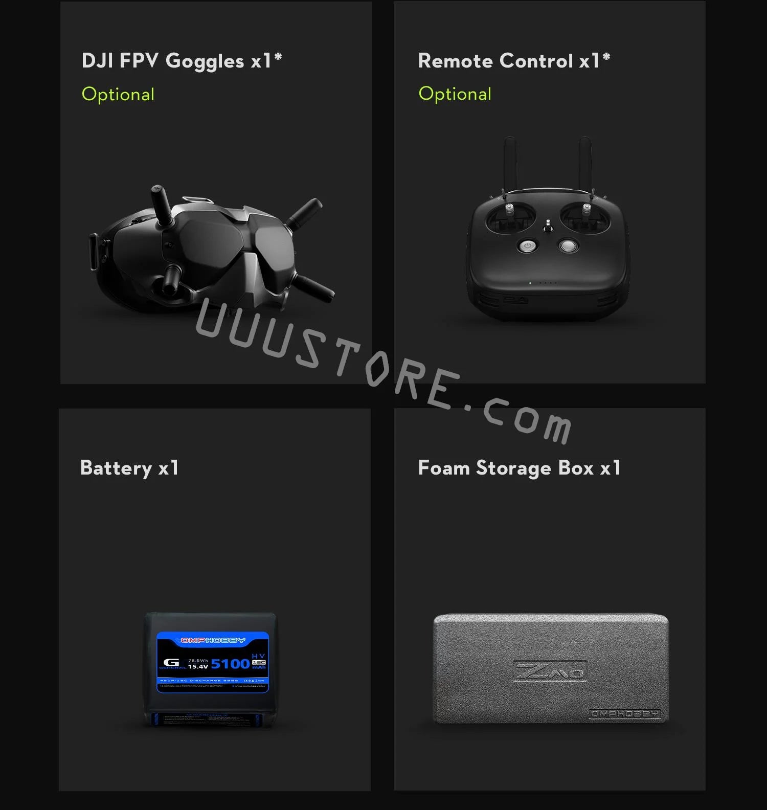 OMPHOBBY ZMO VTOL RC AirPlane , FPV Goggles x] * Remote Control xl Optional Battery 