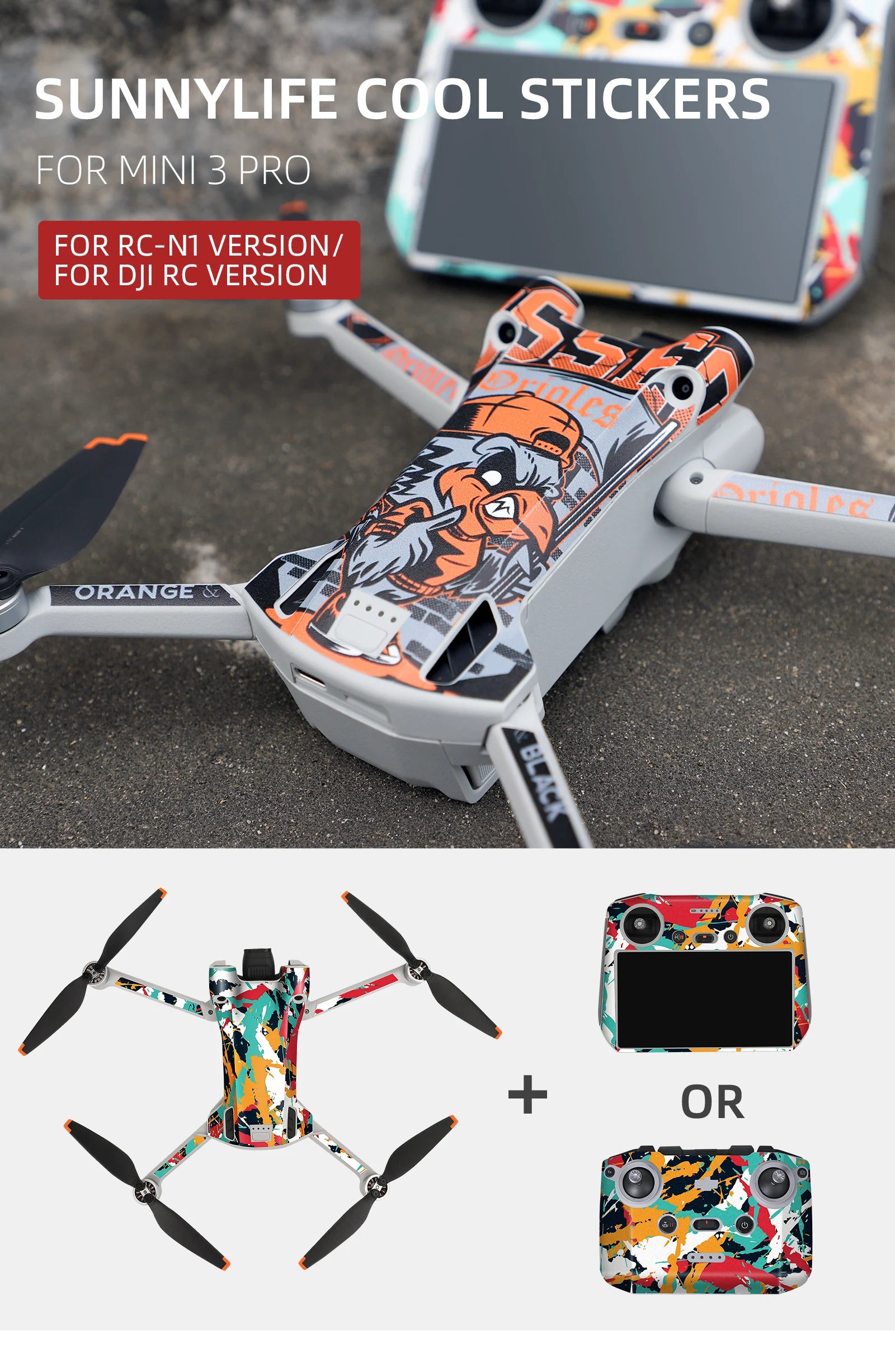 Für DJI Mini 3 Pro Aufkleber Drone Schutz Film Wasserdichte Fernbedienung Aufkleber Volle Abdeckung Haut Für DJI Mini 3 Pro Drone Zubehör 13 DJI mini 3 pro stickers Stickers stick repeatedly without leaving glue 2.Imported removable P