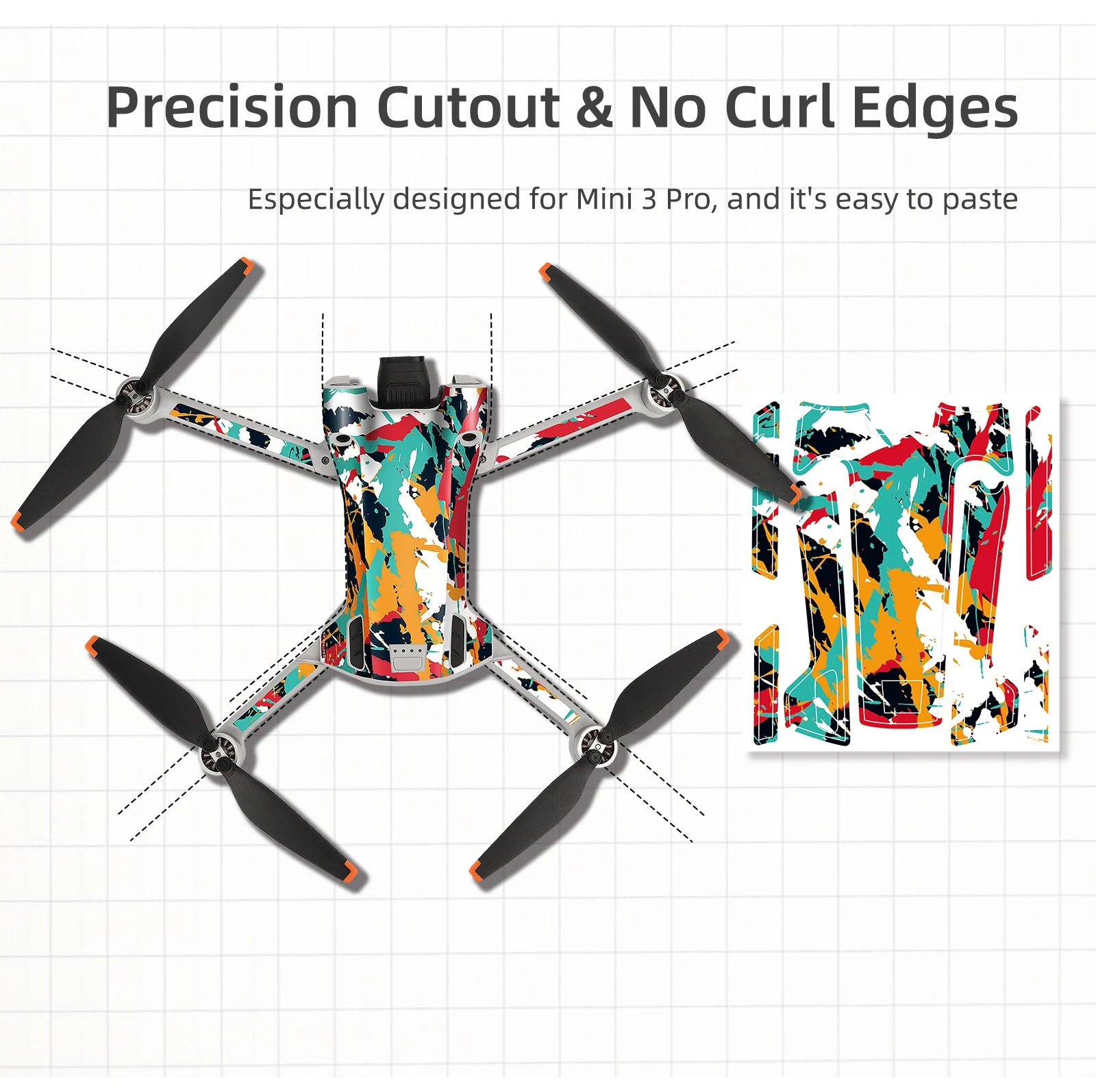Für DJI Mini 3 Pro Aufkleber Drone Schutz Film Wasserdichte Fernbedienung Aufkleber Volle Abdeckung Haut Für DJI Mini 3 Pro Drone Zubehör 15 Precision Cutout & No Curl Edges Especially designed for Mini 3 Pro .