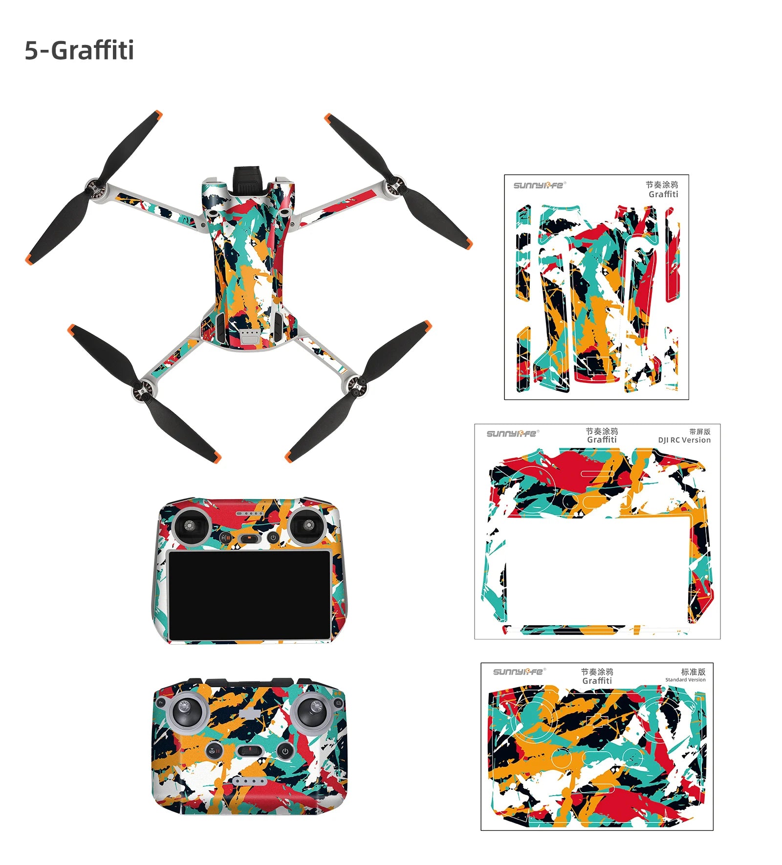 Für DJI Mini 3 Pro Aufkleber Drone Schutz Film Wasserdichte Fernbedienung Aufkleber Volle Abdeckung Haut Für DJI Mini 3 Pro Drone Zubehör 22 #3i1G Graffiti SUnnyipfe #728