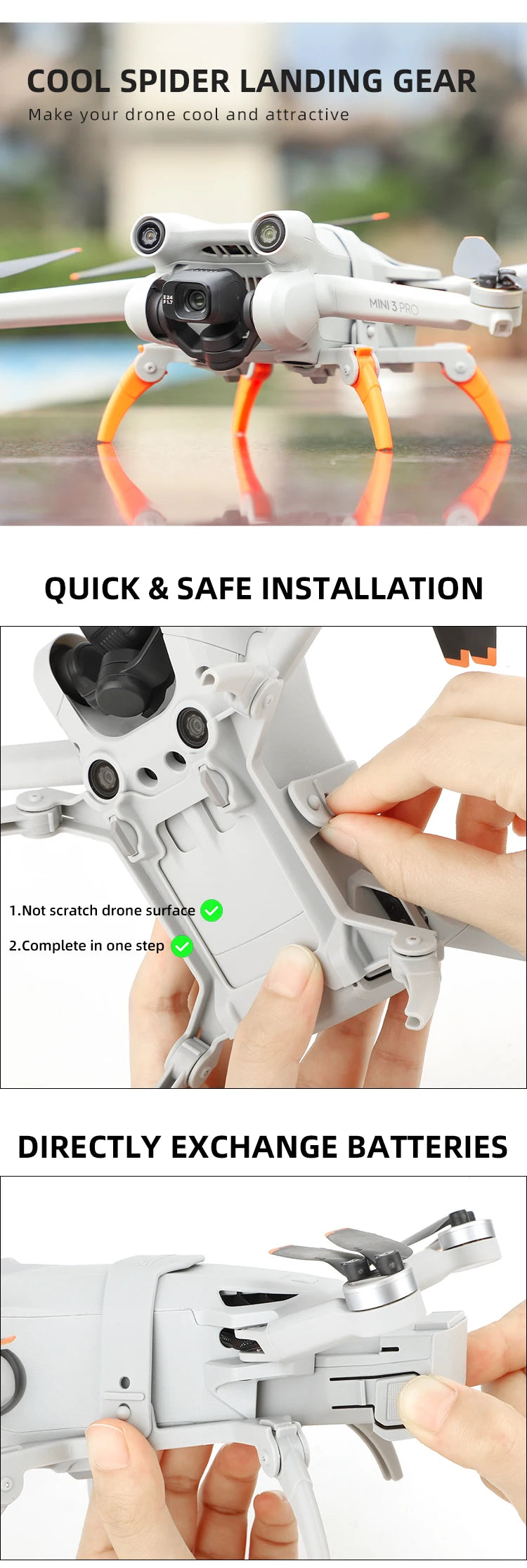 COOL SPIDER LANDING GEAR Make your drone cool and attractive QUICK