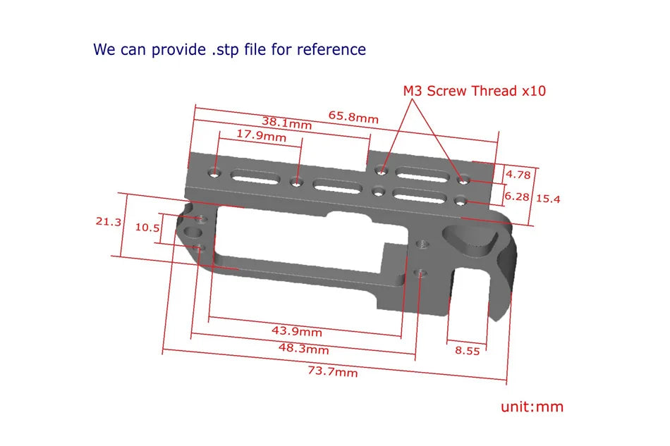 SKYTEAM 12kg Airdrop, M3 screw thread reference files available, specs: 4.78mm diameter, 43.9mm length, measured in millimeters.