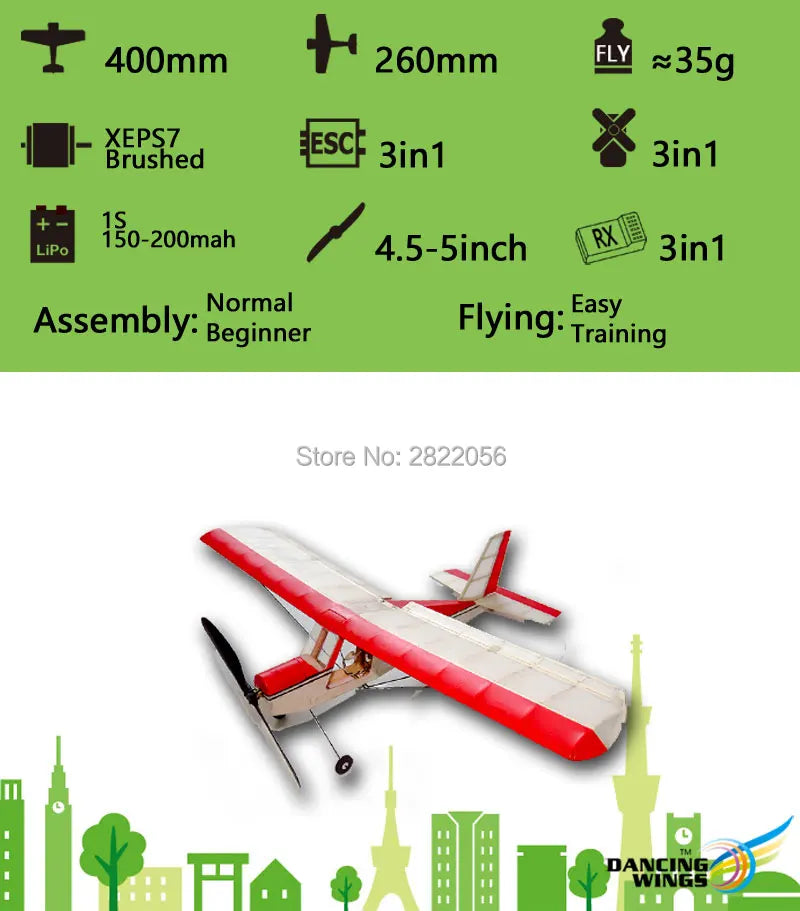 RC Plane Laser Cut Balsa Wood Airplane, 4.5-Sinch RX 3in1 Lipo #So-2o0ma