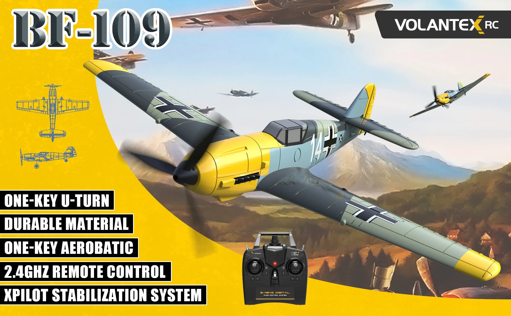 P-40 RC Flugzeug P40 Fighter RC Flugzeug - 400mm Spannweite 4CH 6-Achsen Gyro One-Key U-Turn Kunstflug RTF RC Flugzeug Outdoor Spielzeug 13 P-40 RC Aircraft P40 Fighter RC Plane, BL"-L09 VOLANTex RC ONE-KEY U-