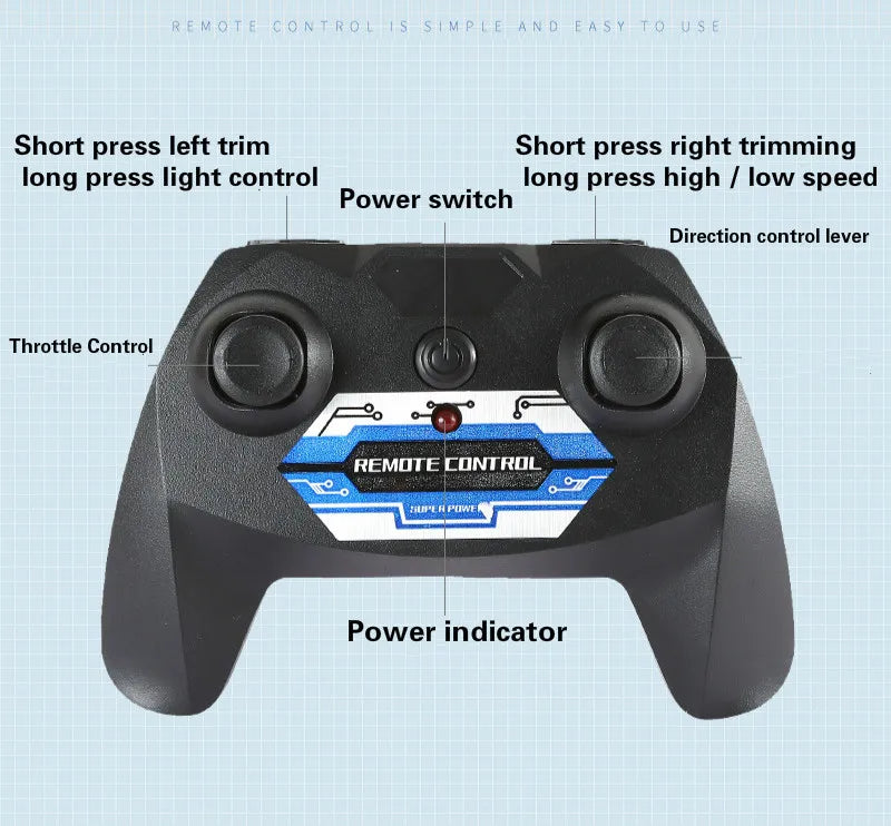 Airbus A380  RC Airplane, short press left trim Short press right trimming long press light control long press high low speed switch Direction