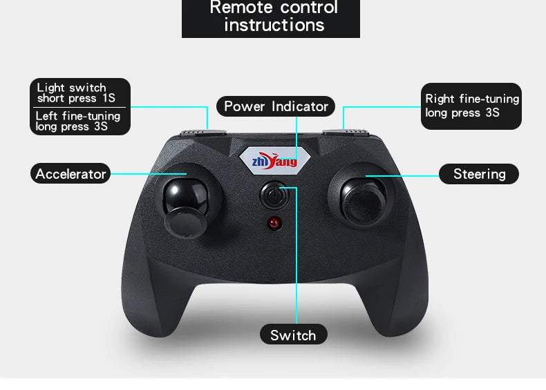 MiG-530 RC Foam Aircraft, remote control instructions Light switch short press 1S Right fine-tuning Power Indicator