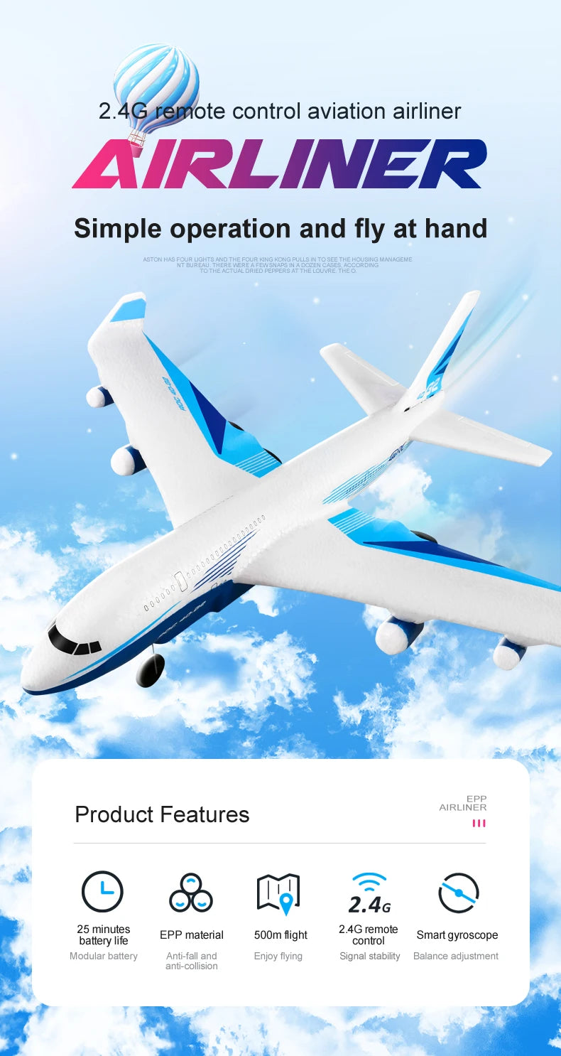 G2 RC Airliner Glider – 2-Kanal-Fernbedienung, Handwurf-Funksteuerung, schaumbeständiges Outdoor-Flugzeugspielzeug 8 G2 RC airliner Glider, 2.4G remote control aviation airliner AIRLINER Simple operation and fly at hand