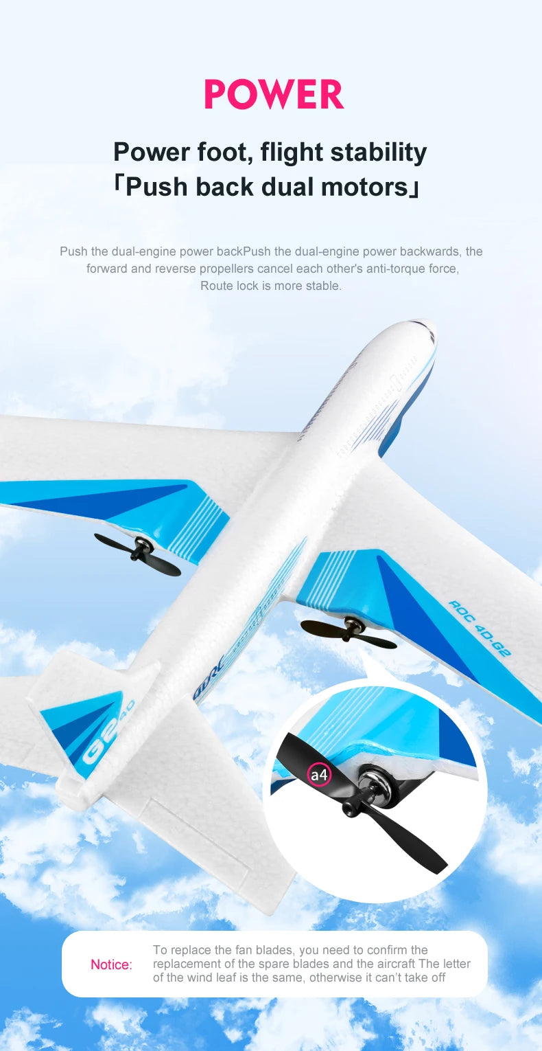 G2 RC Airliner Glider – 2-Kanal-Fernbedienung, Handwurf-Funksteuerung, schaumbeständiges Outdoor-Flugzeugspielzeug 12 G2 RC airliner Glider