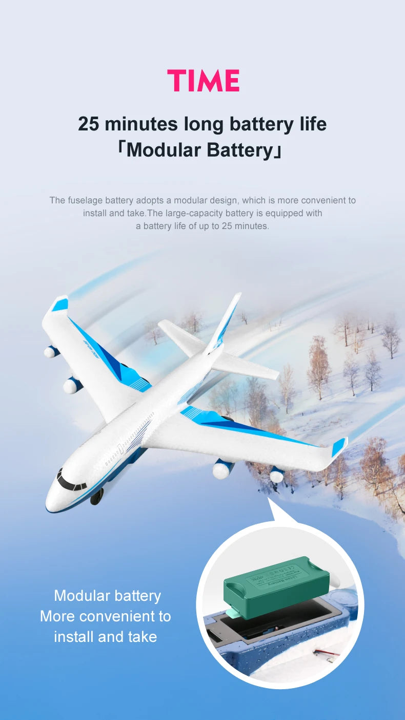 G2 RC Airliner Glider – 2-Kanal-Fernbedienung, Handwurf-Funksteuerung, schaumbeständiges Outdoor-Flugzeugspielzeug 16 G2 RC airliner Glider, the large-capacity battery is equipped with life of up to 25 minutes . the