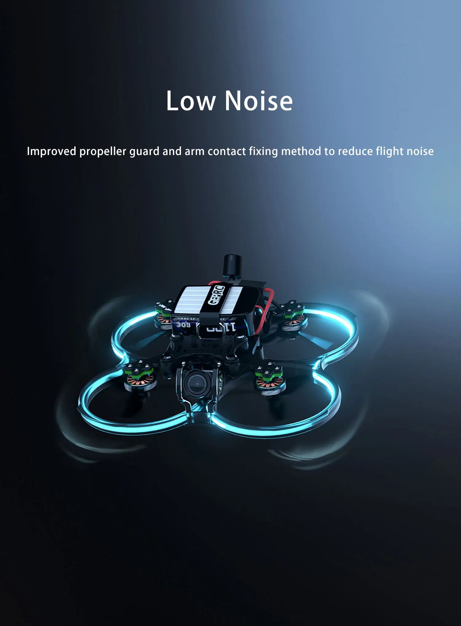 GEPRC Cinebot30 FPV Drone, Low Noise Improved propeller guard and arm contact fixing method to reduce flight noise dora