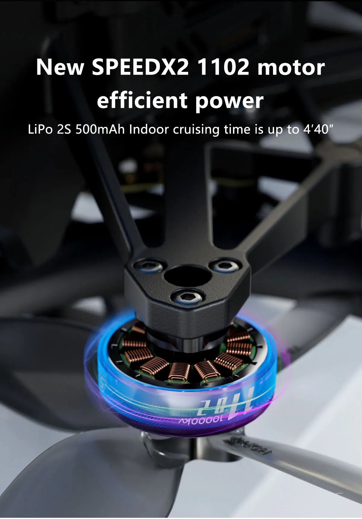 GEPRC DarkStar20 WTFPV, New SPEEDX2 1102 motor efficient power LiPo 2S 50OmAh