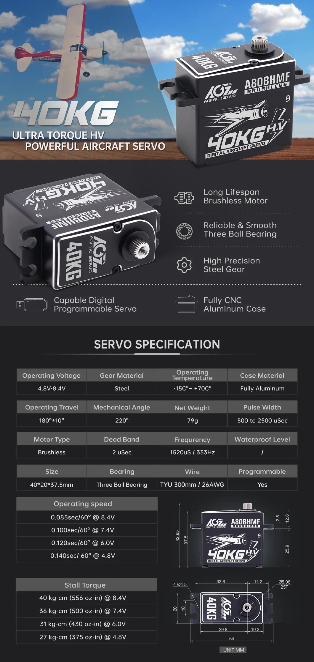 AGFRC A80BHMF, HOKG ULTRA TORQUE HV POWERFUL AIRCRAFT