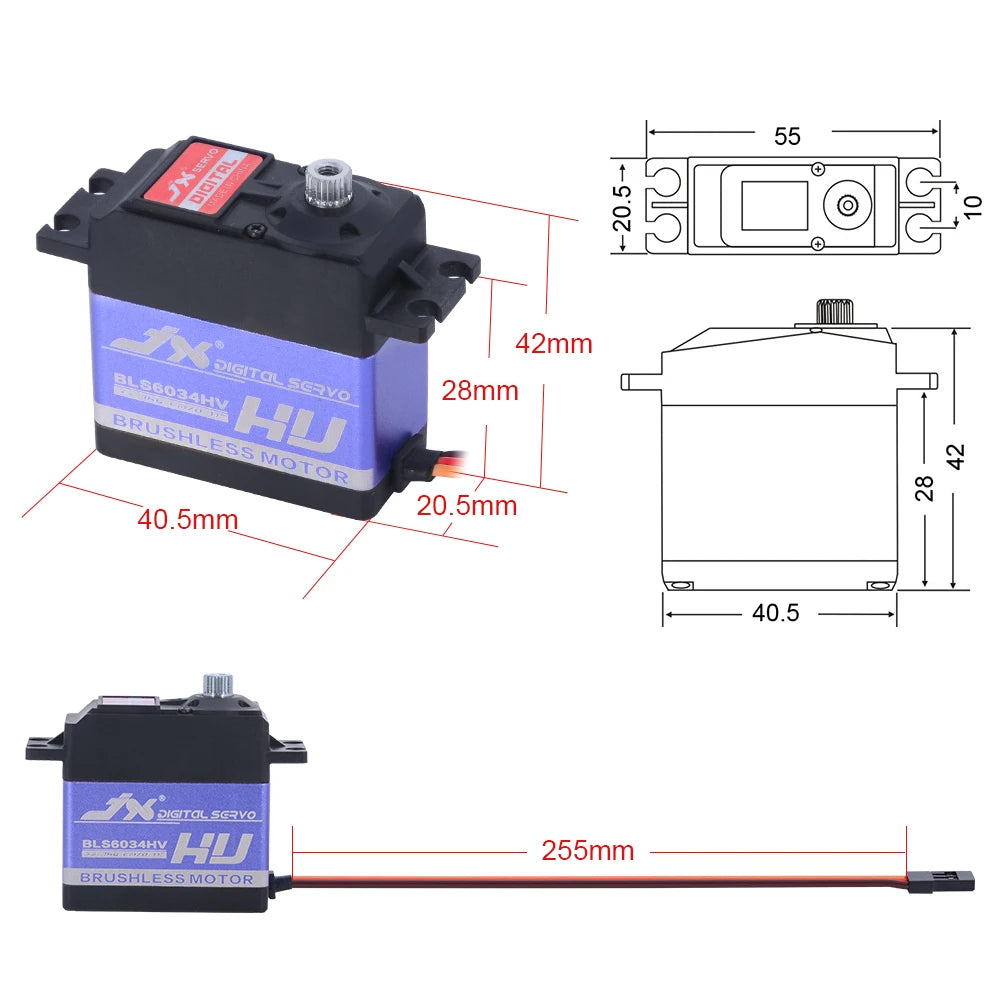 4pcs/set JX Servo BLS6034HV - 7.4V 33kg 120° Brushless Metal Gear Digital Servo Motor for 1/8 1/10 RC Car RC Model 11 4pcs/set JX Servo, 40.5mm 40.5 DIGITOLSCRvO BLSBOBAHV