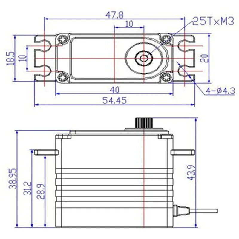 Feetech FT810BL - 7.4V 10kg 180 degree High Torque Full metal shell steel gear PWM Digital brushless servo for rc cars 5 Feetech FT810BL Servo Arm x 1 25T Metal Serv