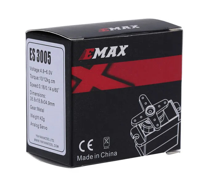 4pcs EMAX ES3005 Servo - Analog Metal Waterproof Servo with Gears 43g servo 13KG torque for RC Car Boat Fixed-wing Copters 13 4pcs EMAX ES3005 Servo, Dumensu 1i4ta 884 Dmm Gear Wetal (Me