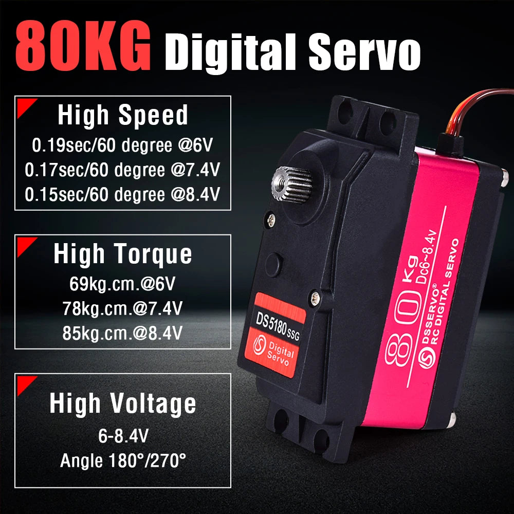 DSServo 60Kg 80Kg 150Kg Digital Servo - RC 1/5 Servo Waterproof High Torque Servo for Redcat HPI Baja 5B SS compatible SAVOX-0236 19 DSServo, 8OKG Digital Servo High Speed 0.19sec/60 degree @6V 0.