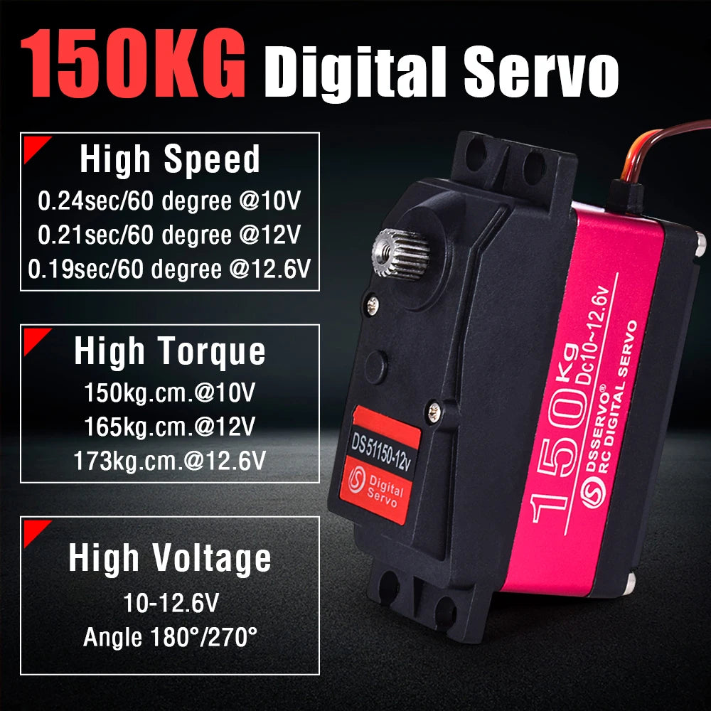DSServo 60Kg 80Kg 150Kg Digital Servo - RC 1/5 Servo Waterproof High Torque Servo for Redcat HPI Baja 5B SS compatible SAVOX-0236 20 DSServo, 150KG Digital Servo High Speed 0.24sec/60 degree @1OV 0.21