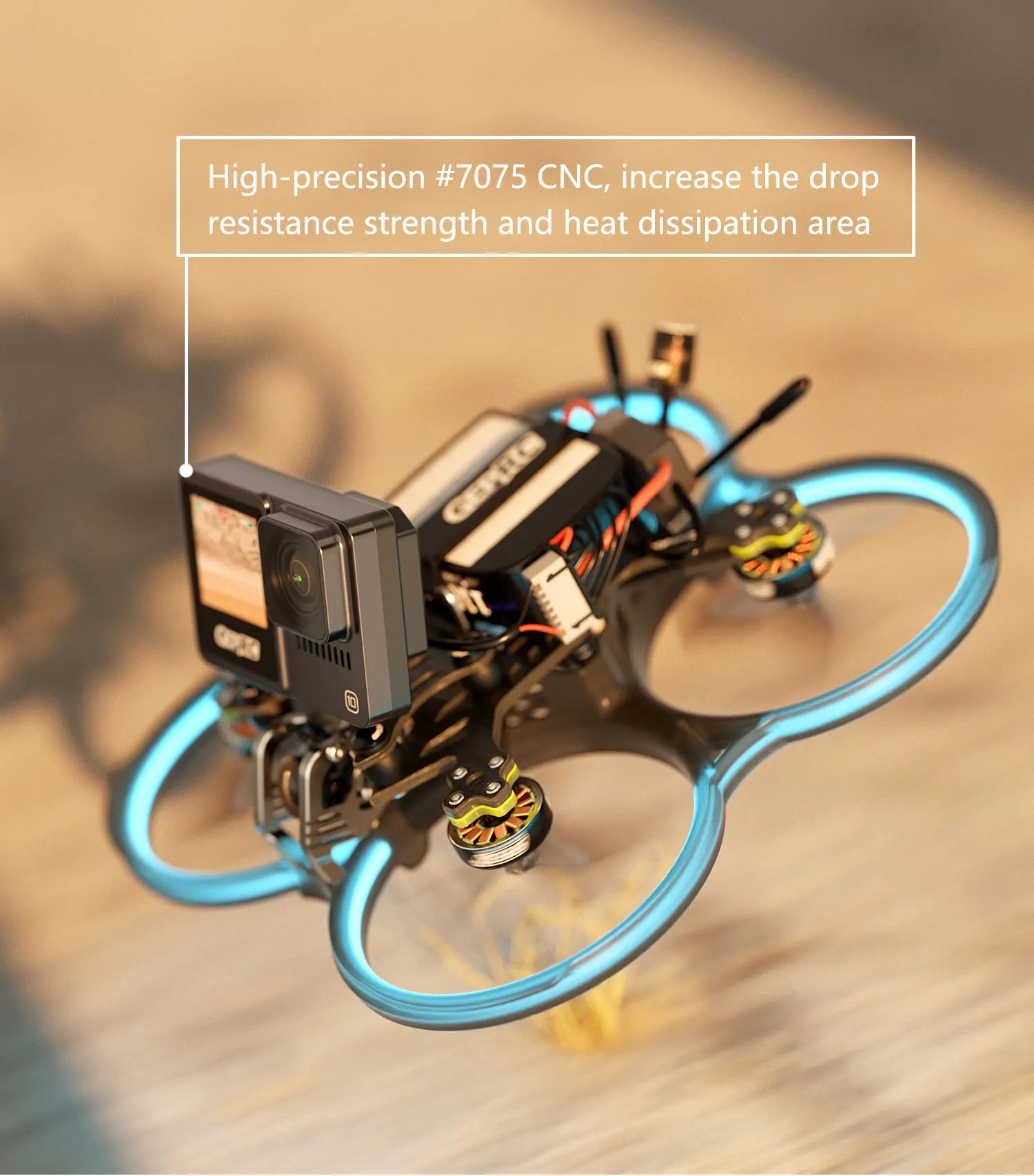 GEPRC Naked Camera, high-precision #7075 CNC, increase the resistance strength and heat dissip
