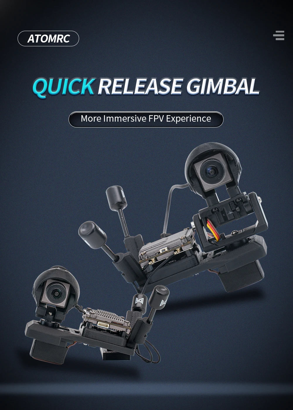 ATOMRC 1-Achsen-2-Achsen-Gimbal – hochauflösender Weitwinkel-Gimbal mit Servo für FPV-Flugzeuge, Starrflügel für RC-Modelle 7 ATOMRC 1 Axis 2 Axis Gimbal, ATOMRC QUICK RELEASE GIMBAL More Immersive FP