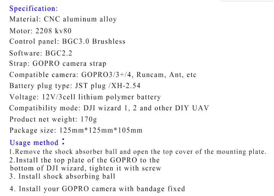 GOPRO3/3+/4 Runcam, Ant, ctc Camera strap compatible with