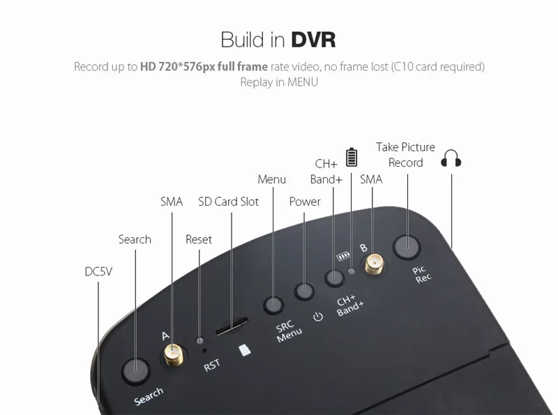 Eachine EV800D FPV-Brille – 5,8 G 40 CH 5 Zoll 800 x 480 Video-Headset HD DVR Diversity FPV-Drohnenbrille mit Batterie für RC-Modell RC-Drohnenteile 11