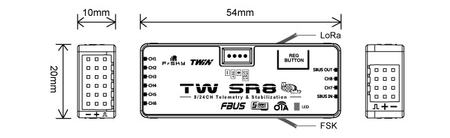 FrSky TW SR8 Empfänger – TWIN Dual 2,4 G Band ADV Stabilisator 8 PWM-Kanal-Ports Drohnenempfänger mit großer Kontrollreichweite 2 FrSky TW SR8 Receiver, this feature is an additional benefit compared to using a regular S series stabilization receiver.