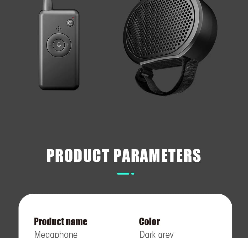 Drone Speaker Megaphone, PRODUCT PARAMETERS Product name Color Meaaphone Dark are