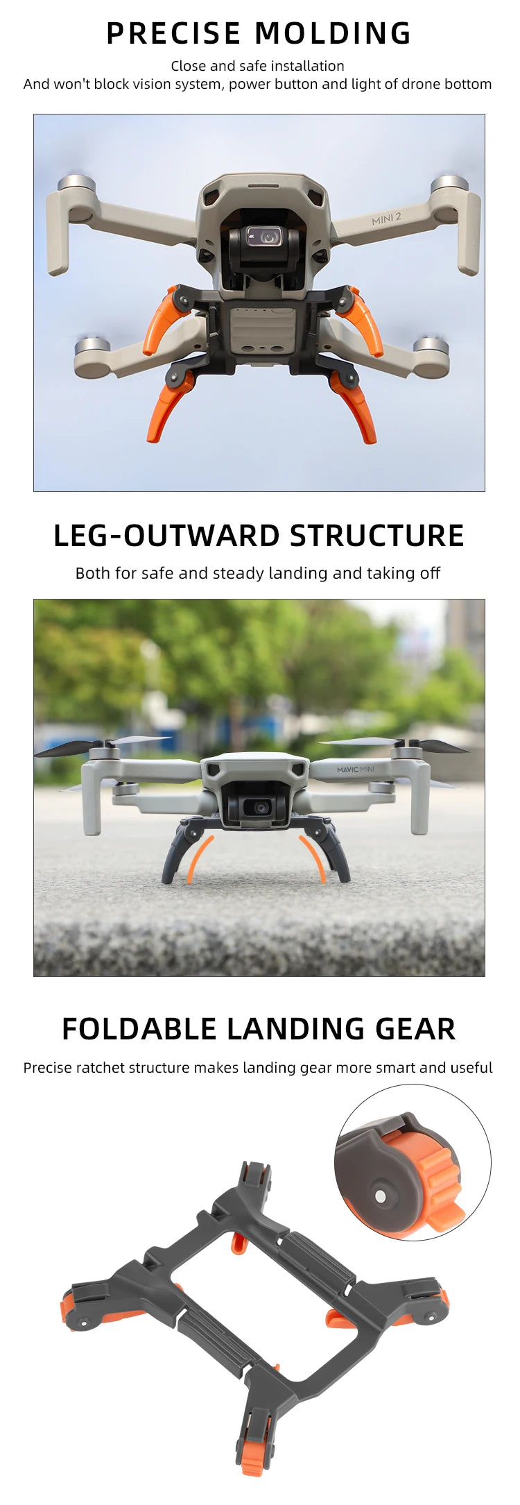 MAVIC MINI FOLDABLE LANDING GEAR Precise ratche