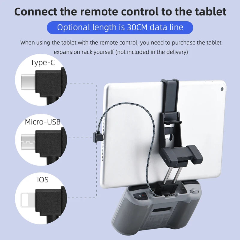 Data Cable For DJI Mavic 3/Ari 2/2S/Mini 2/MINI 3 PRO Drone IOS Type-C Micro-USB Adapter Wire Connector Tablet Phone Cable 17 the tablet expansion rack is not included in the delivery . type-C Micro-USB