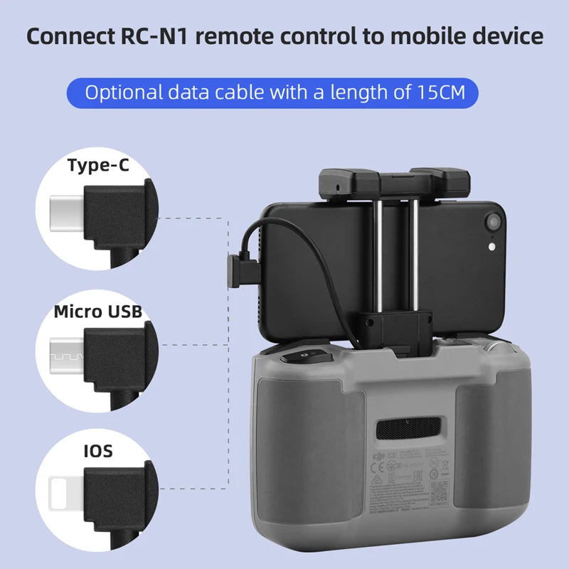 Data Cable For DJI Mavic 3/Ari 2/2S/Mini 2/MINI 3 PRO Drone IOS Type-C Micro-USB Adapter Wire Connector Tablet Phone Cable 31 Connect RC-NI remote control to mobile device Optional data cable with a length of