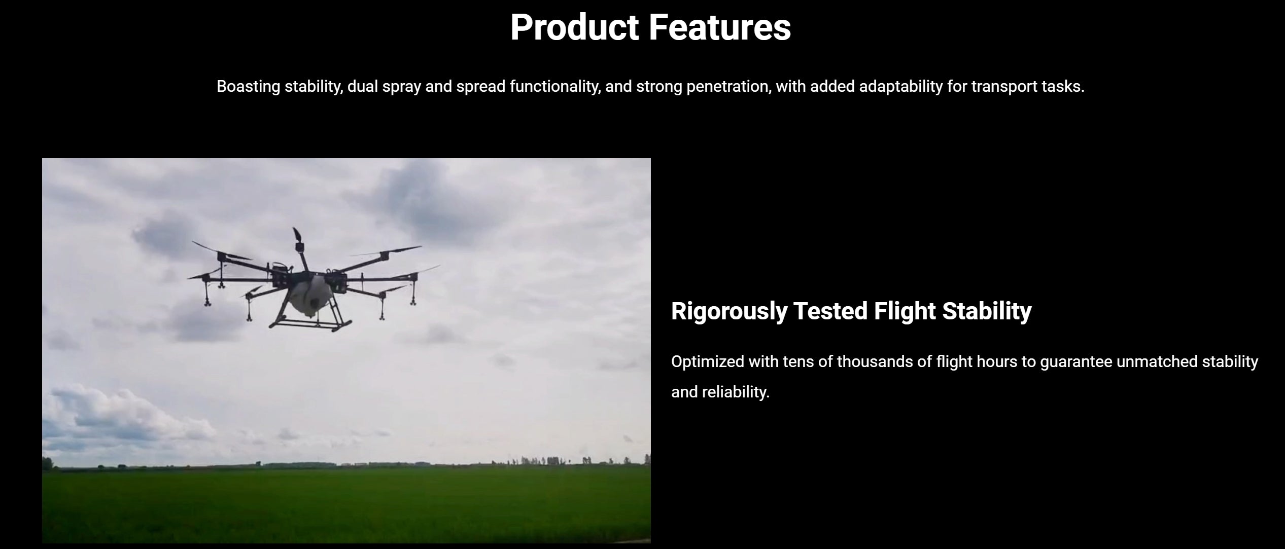 H160 Landwirtschaftsdrohne – 8 Achsen 72L 82L Spray / 80KG Spread X8 Motor Skydroid H12 14S 42000mAh Batterie Agri Drone 11 H160 Agricultural Drone, tens of thousands of flight hours to guarantee unmatched stability and reliability . product features