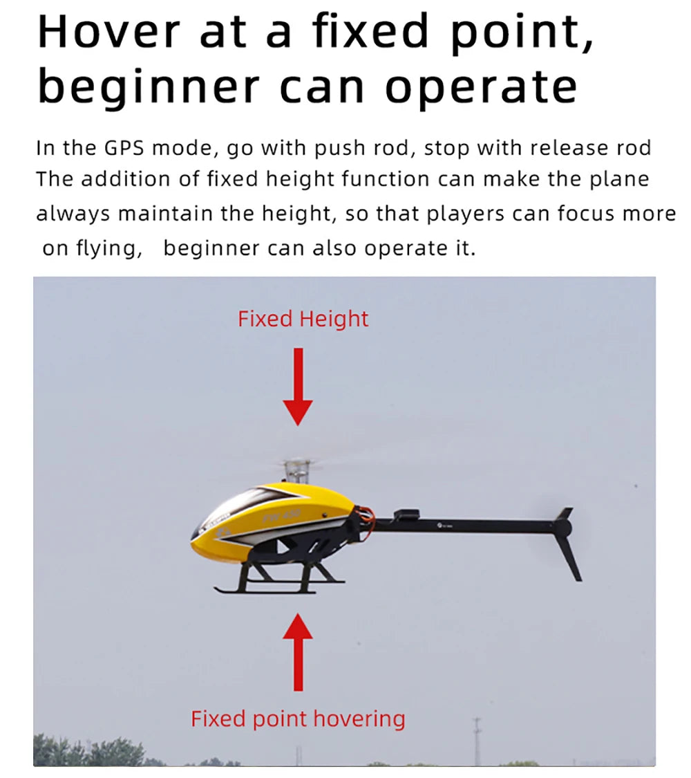 Fly Wing FW450L V2.5 RC Hubschrauber – Fernbedienung RTF FBL 3D GPS APP Automatische Rückkehr mit H1 Flugsteuerungssystem 6CH Hubschrauber für Erwachsene 40 Fly Wing FW450L V2.5 RC Helicopters, fixed point hovering can make the plane always maintain the height, S0 that players can focus