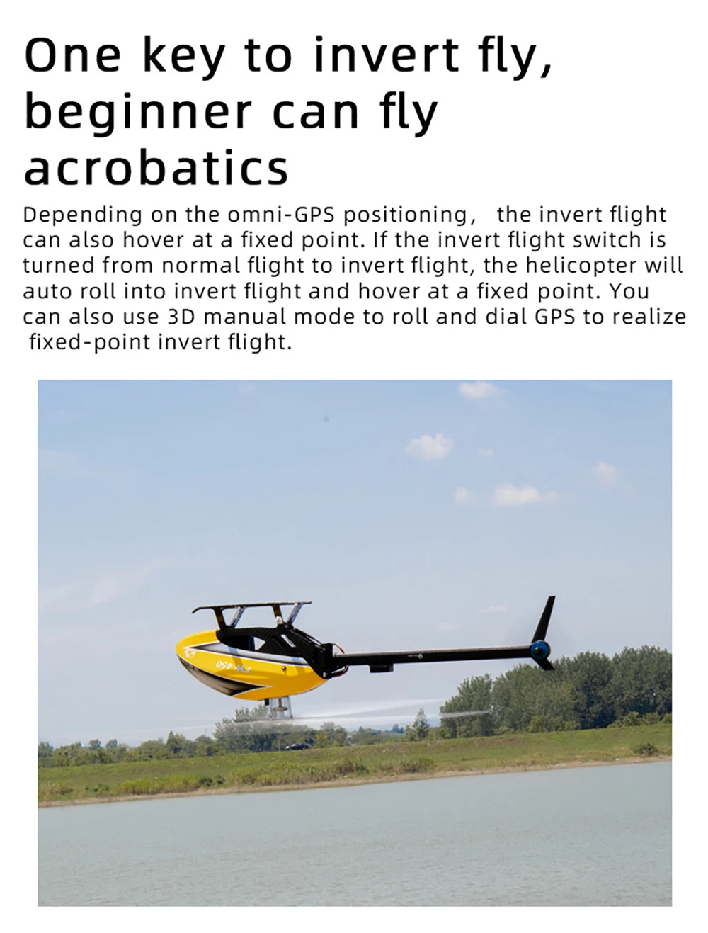 Fly Wing FW450L V2.5 RC Hubschrauber – Fernbedienung RTF FBL 3D GPS APP Automatische Rückkehr mit H1 Flugsteuerungssystem 6CH Hubschrauber für Erwachsene 43 Fly Wing FW450L V2.5 RC Helicopters, Depending on the omni-GPS positioning, the invert flight can also hover at