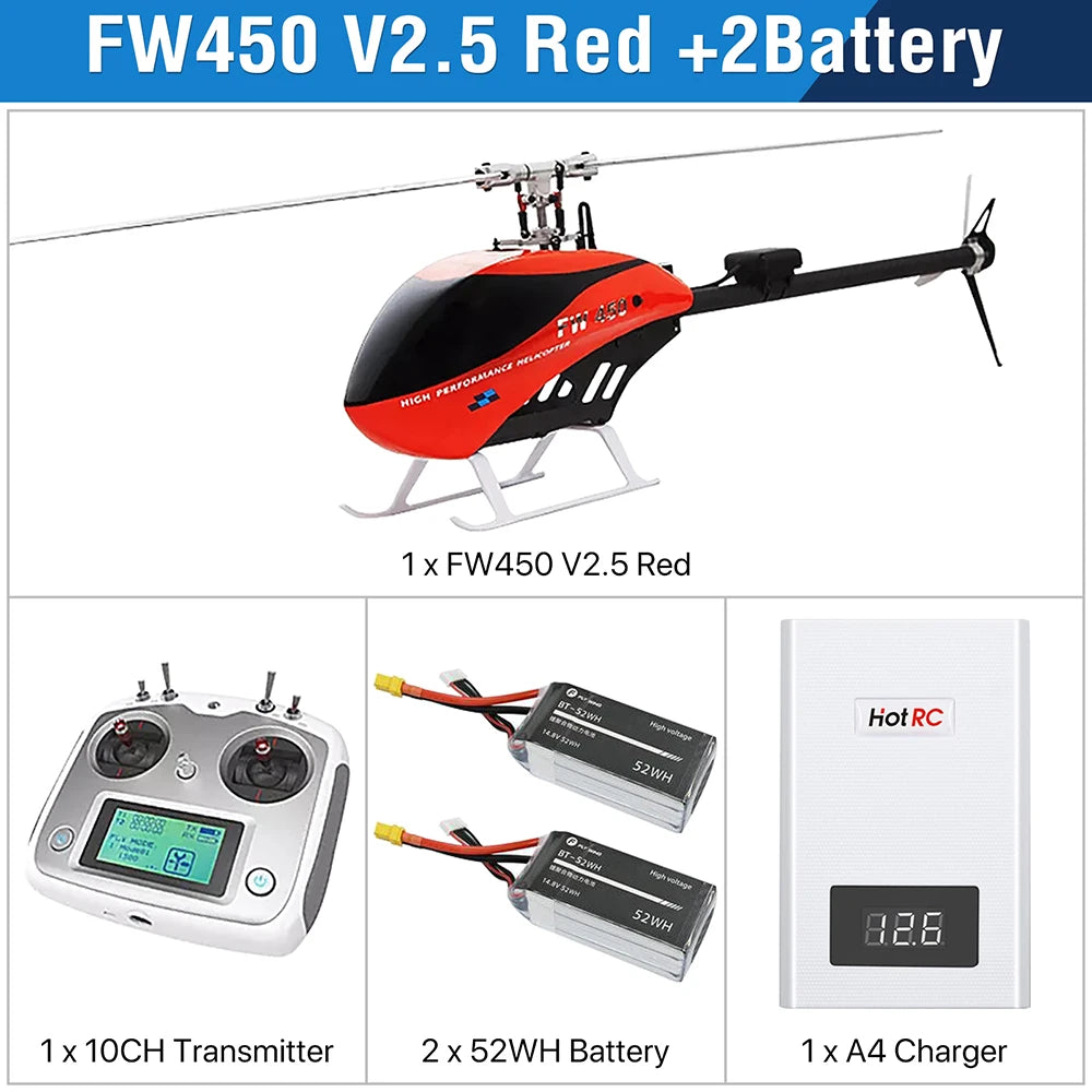 Fly Wing FW450L V2.5 RC Hubschrauber – Fernbedienung RTF FBL 3D GPS APP Automatische Rückkehr mit H1 Flugsteuerungssystem 6CH Hubschrauber für Erwachsene 52 Fly Wing FW450L V2.5 RC Helicopters, FW450 V2.5 Red +2Battery 1x FW45O V2.5