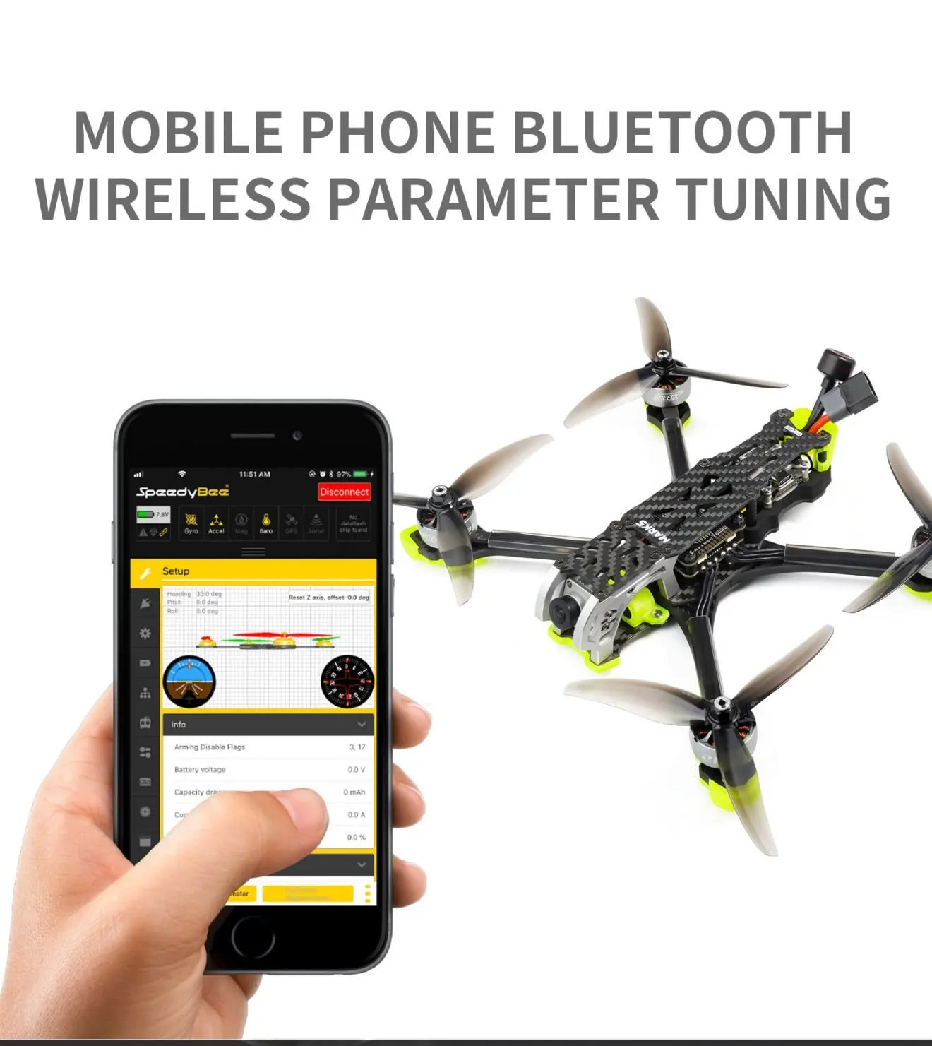 GEPRC MARK5 HD Vista Freestyle FPV, MOBILE PHONE BLUETOOTH WIRELESS PARAMETER T
