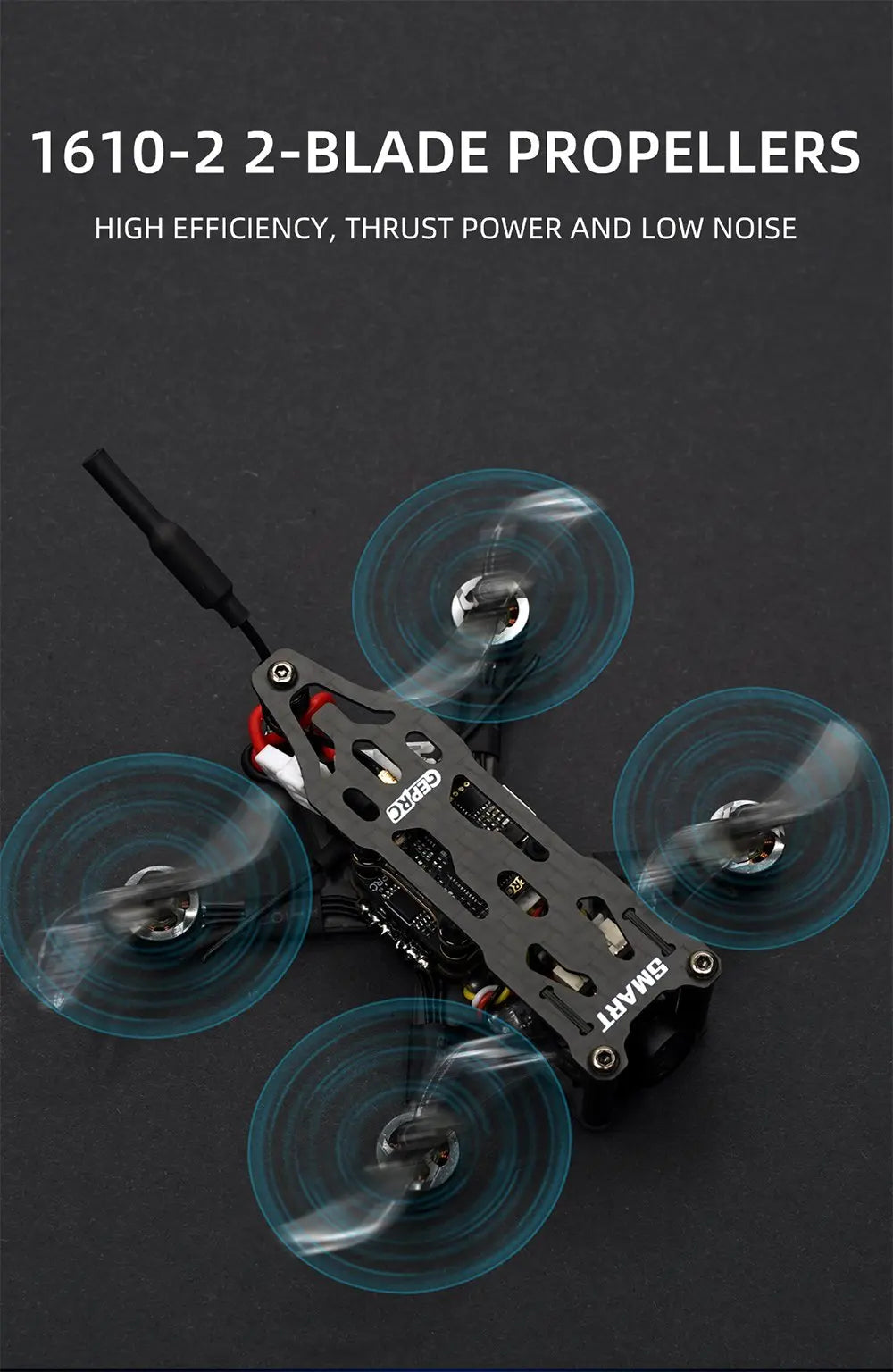 GEPRC SMART 16 Freestyle FPV Drone, 1610-2 2-BLADE PROPELLERS HIGH EFFICIENCY, THR