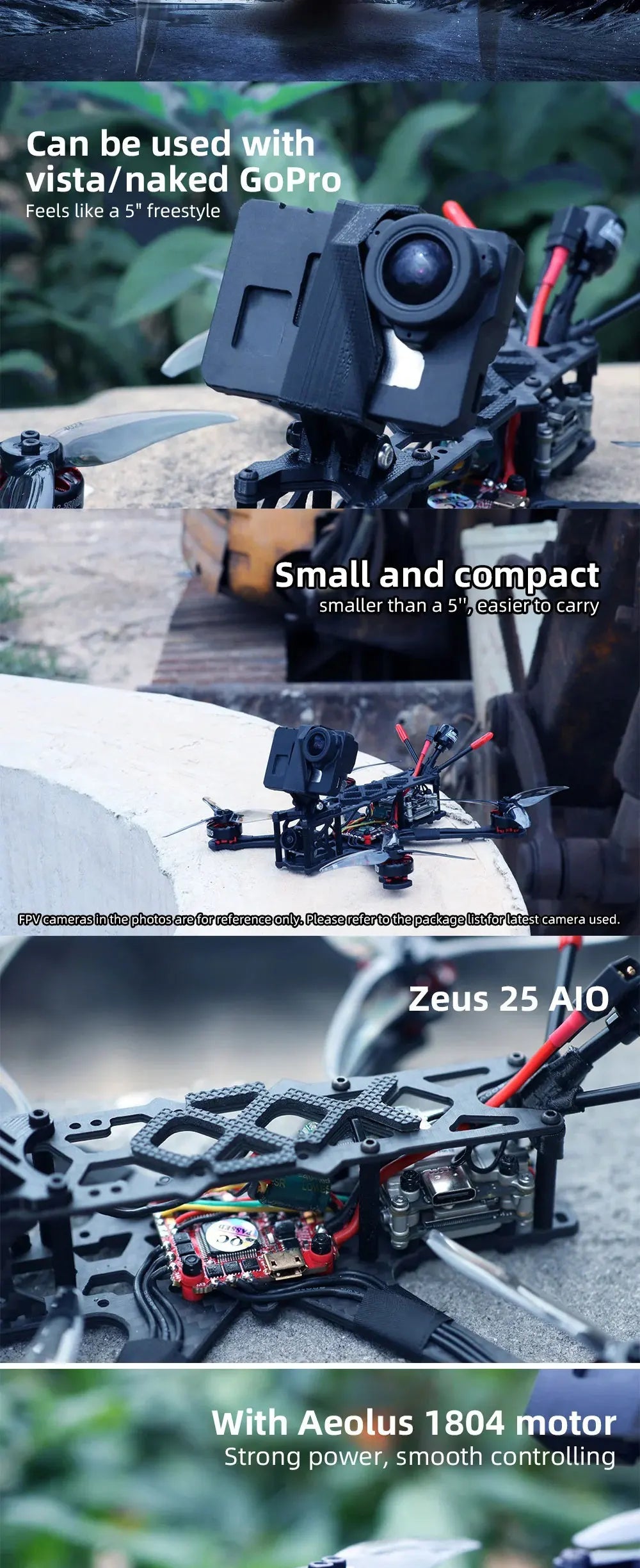 HGLRC Sector 4 FR Sub250g Freestyle FPV Drone, can be used with vista/naked GoPro Feels like a 5" free
