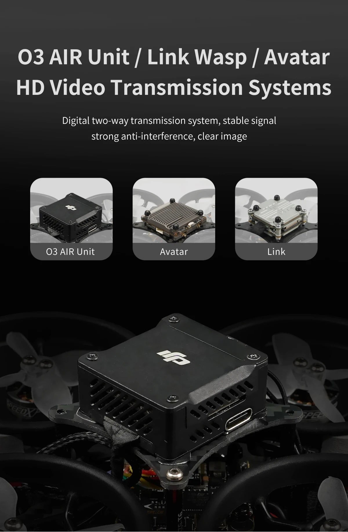 GEPRC Cinelog20 Analog FPV Drone, AIR Unit Link Wasp Avatar HD Video Transmission Systems Digital two-way transmission system